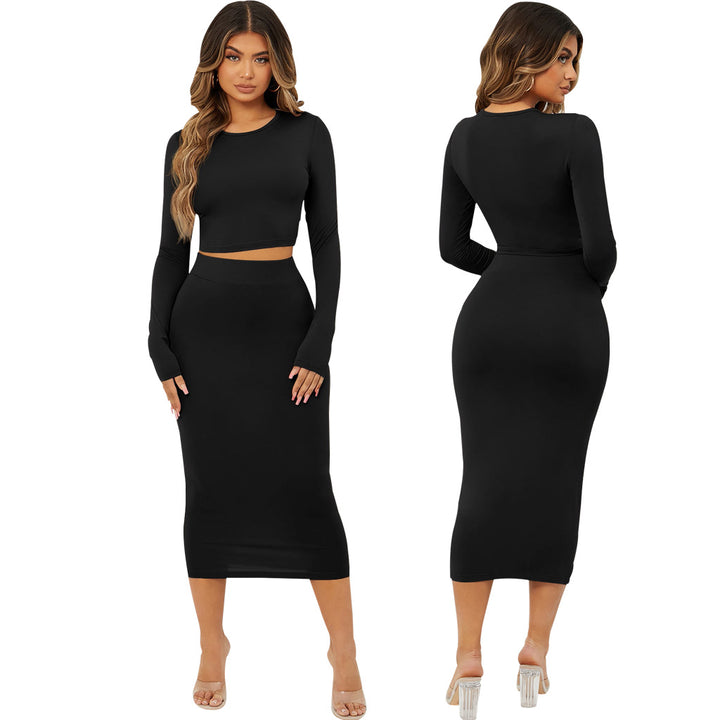 Fashion Solid Color Tight Two Piece Set-Suits & Sets-Zishirts