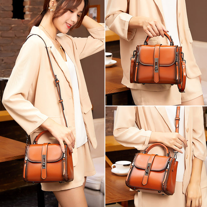 Women's Cowhide Vintage Crossbody Handbag-Women's Bags-Zishirts