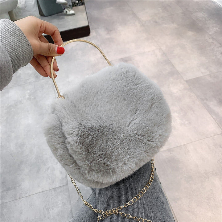 Women's Fashion Chain Plush Crossbody Bag-Women's Bags-Zishirts