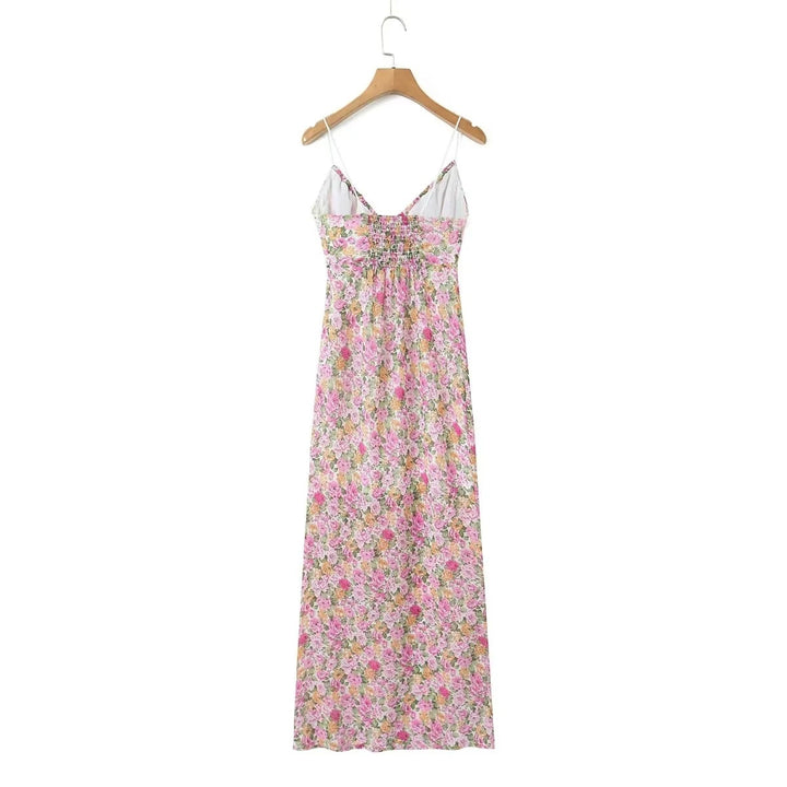 European And American Ins Blogger V-neck Lace Floral Slip Dress-Womens 2024 March-Zishirts