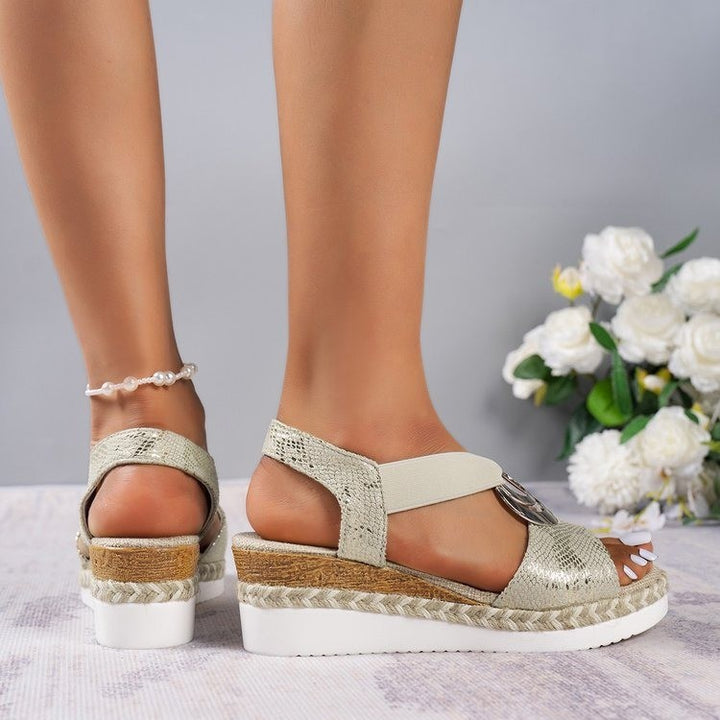 Women's Summer New Hemp Rope Wedge Light Bottom Peep Toe Sandals-Womens Footwear-Zishirts