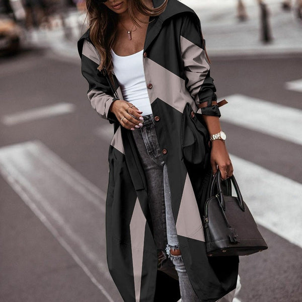 Fashion Personality Casual Lapel Mid-length Trench Coat Women-Jackets-Zishirts