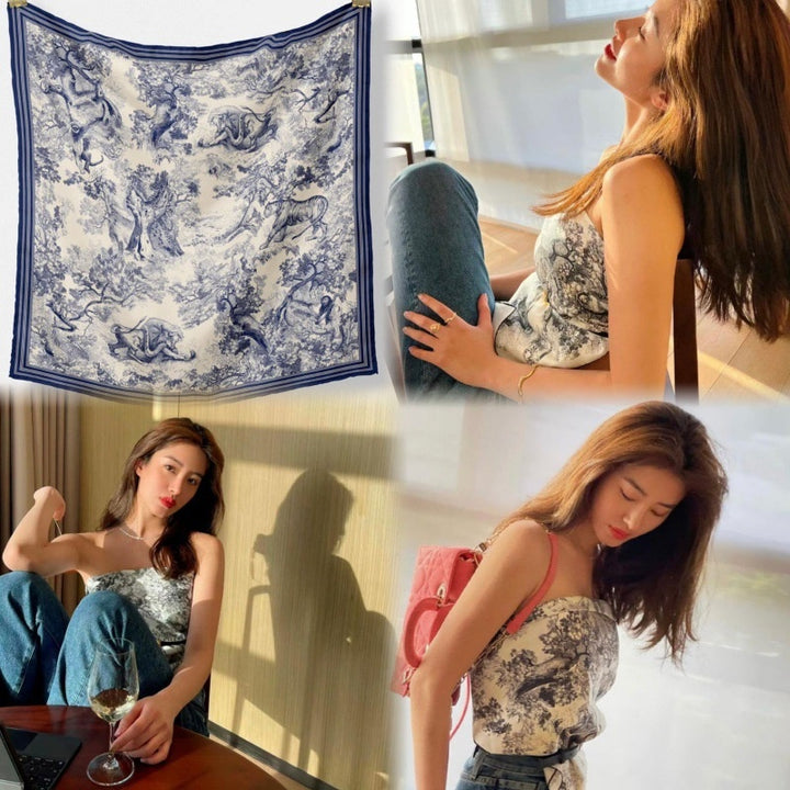 Women's Silk Scarf Strap Retro Tube Top Sun Protection-Scarves & Wraps-Zishirts