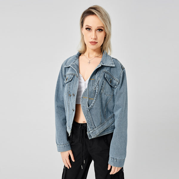 Women's Denim Long Sleeve Designed Jacket Fashion Top-Jackets-Zishirts