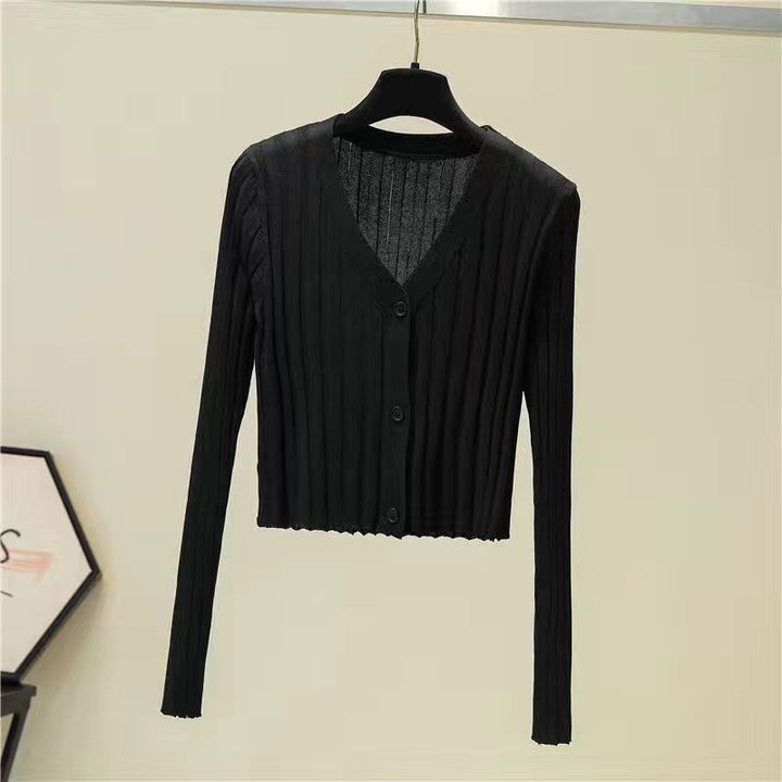 Knitted Shawl Blouse Sweet Waist Trimming-Women's Outerwear 2023-Zishirts