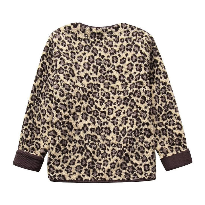 Women's Winter Leopard Print Casual Loose Jacket-Jackets-Zishirts