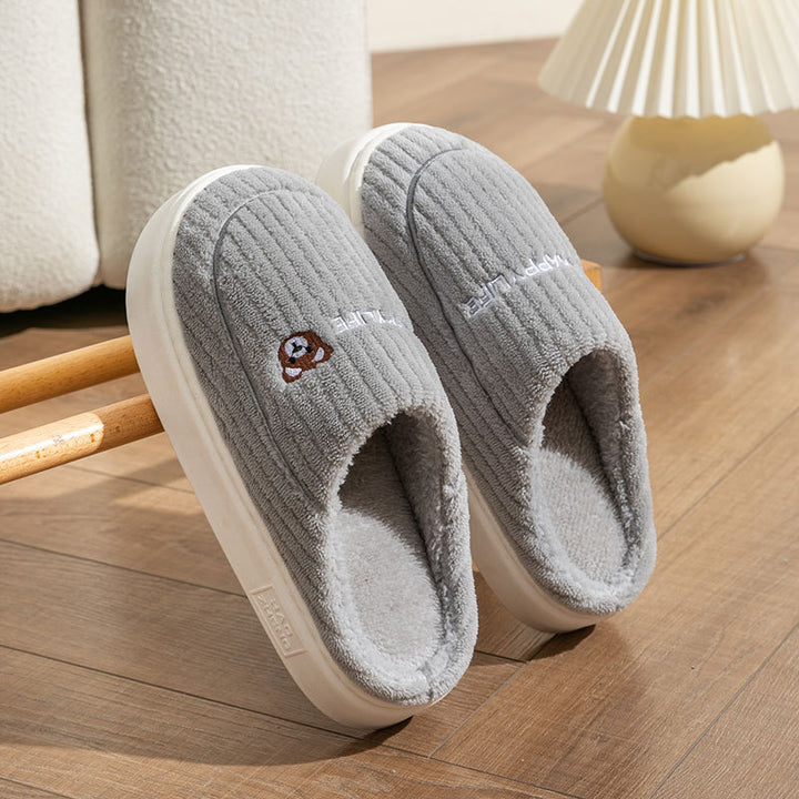 Cute Rabbit Slippers Winter Warm Home Shoes Non Slip Plush Bedroom Slippers-Womens Footwear-Zishirts