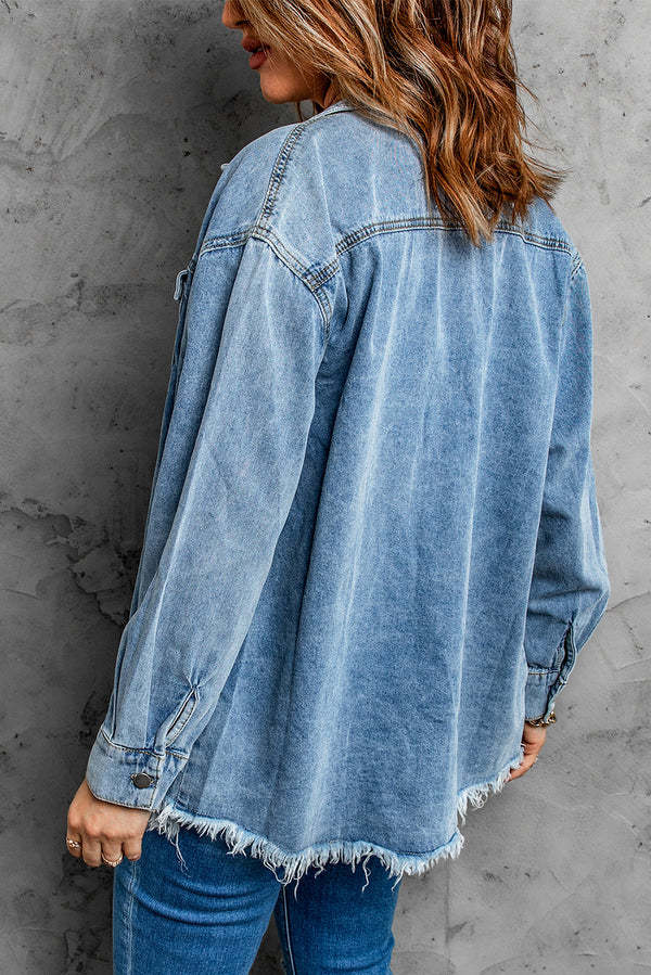 Women's Street Style Lapel Loose Denim Jacket-Jackets-Zishirts