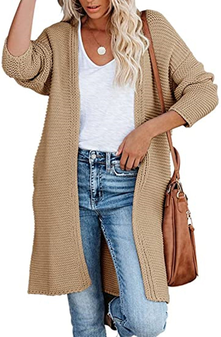 New Medium Long Knitting Cardigan Sweater Is Casual And Loose-Jackets-Zishirts