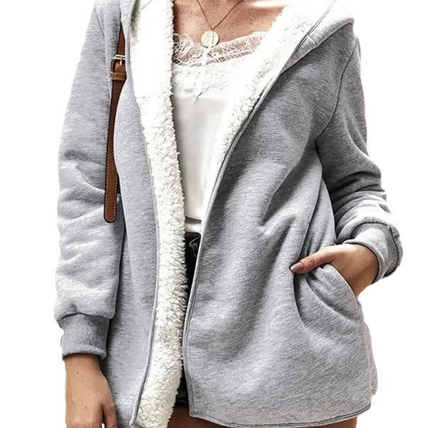 Hooded Fleece Jacket Coat For Women-Jackets-Zishirts