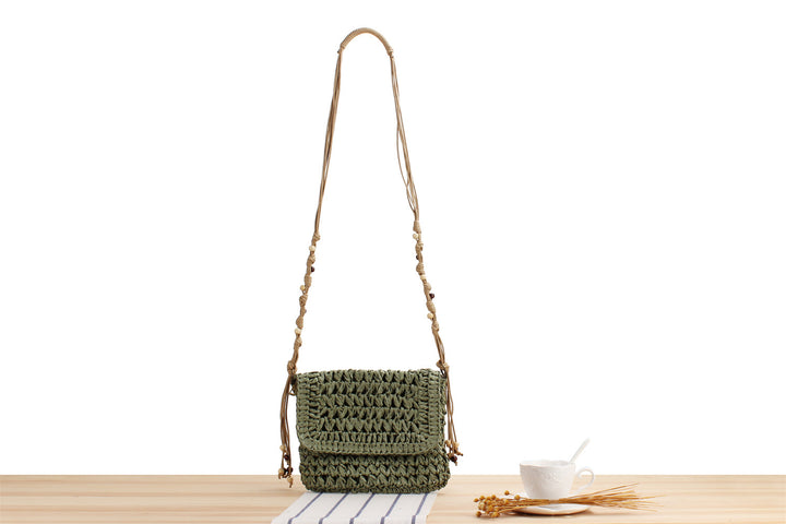 Flip Crossbody Straw Fan Face Flower Woven Bag-Women's Bags-Zishirts