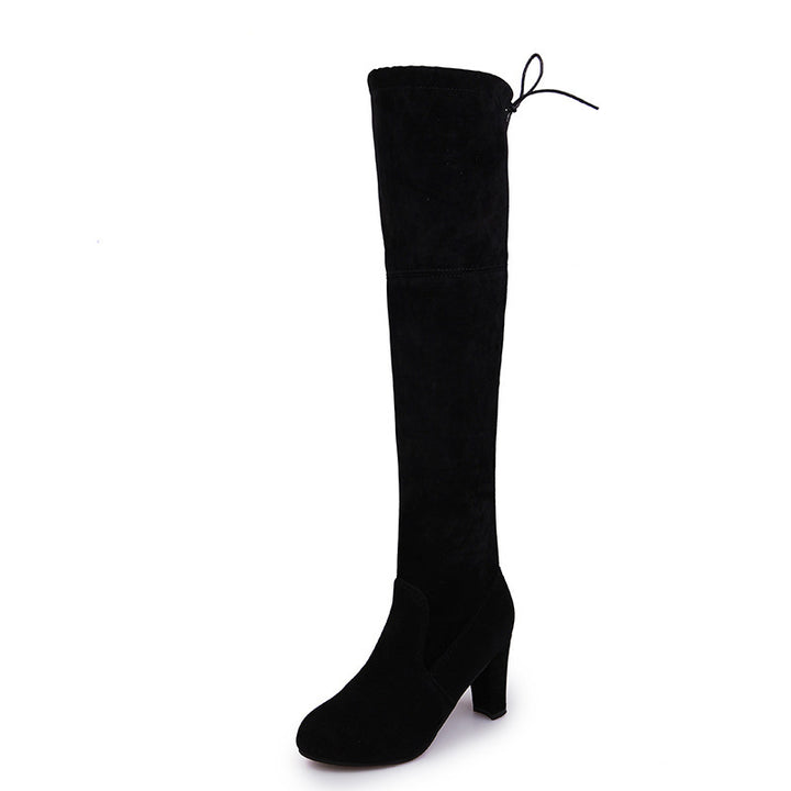 Black Knee High Boots For Women Shoes High Heel Long Boots-4-Zishirts