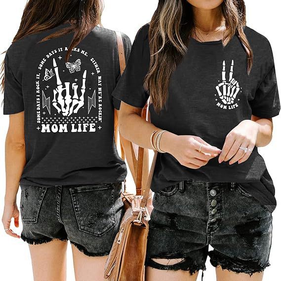 Women's Top Skull Hand Printed T-shirt-Womens 2024 March-Zishirts