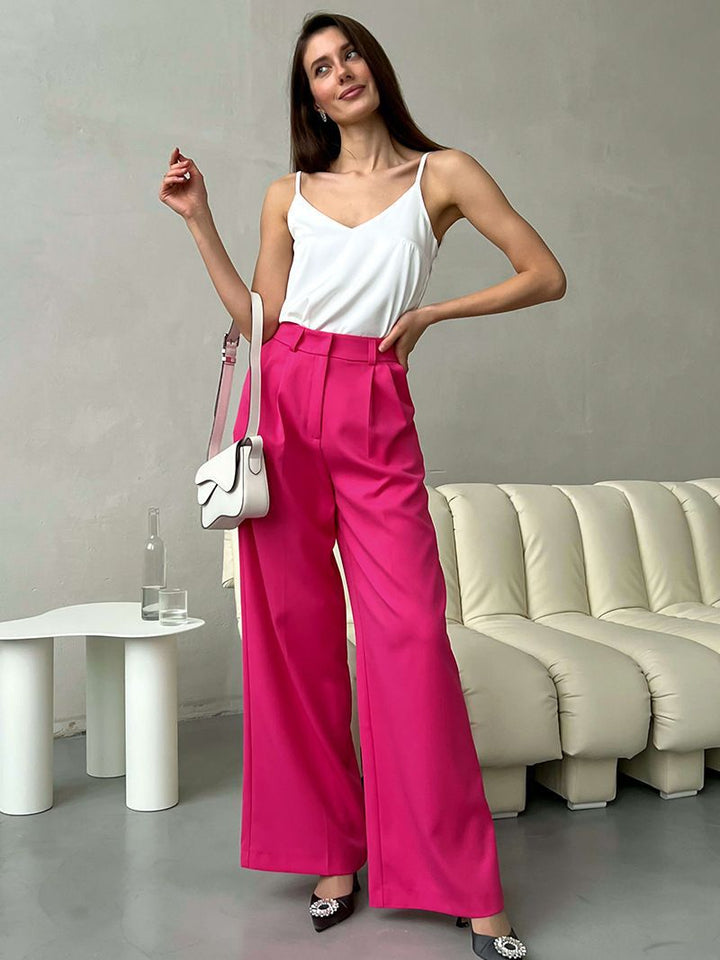 Women's Fashion Casual Solid Color Draped Pants-Suits & Sets-Zishirts