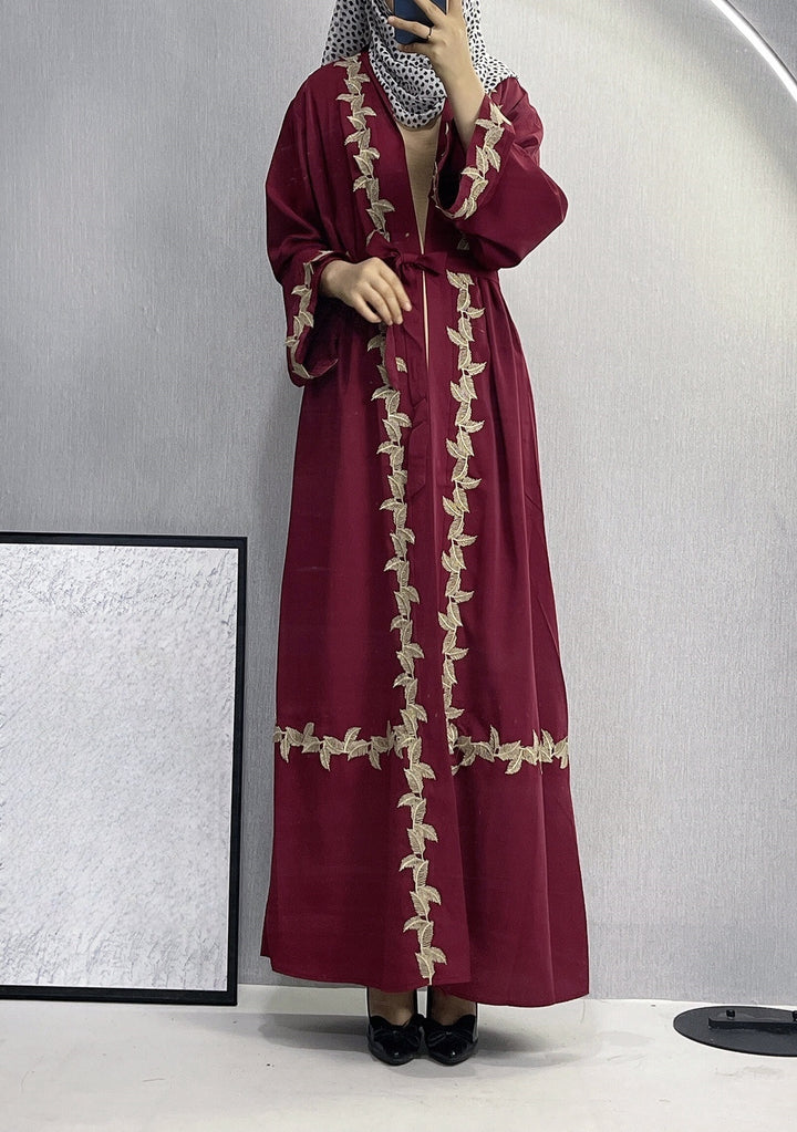 Women's Long Dress Dubai Embroidered Lace Cardigan Robe-Womens 2024 March-Zishirts