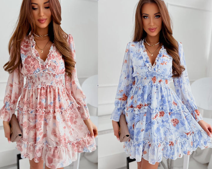 Women's Wear Floral Chiffon Dress Women's Clothing-Lady Dresses-Zishirts