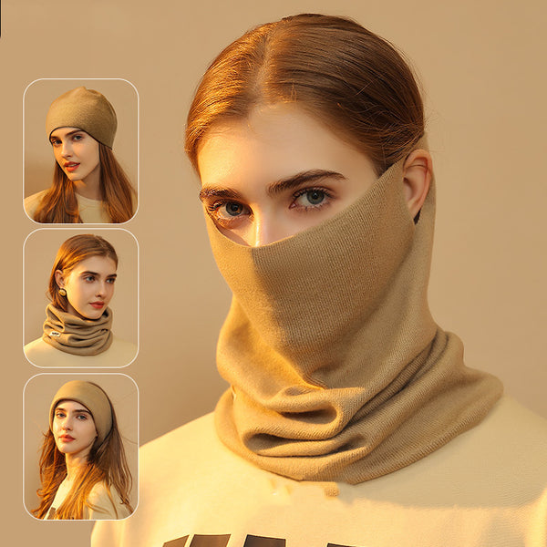 4 In 1 Face Mask Winter Faux Cashmere Scarf Headscarf Ins Fashion Hat-Scarves & Wraps-Zishirts