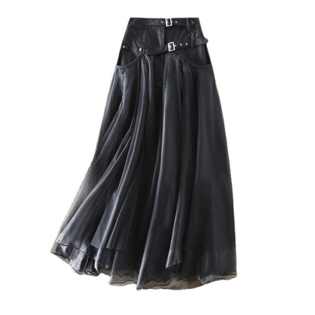 Summer Stitching Mesh High Waist Skirt-Womens 2024 March-Zishirts