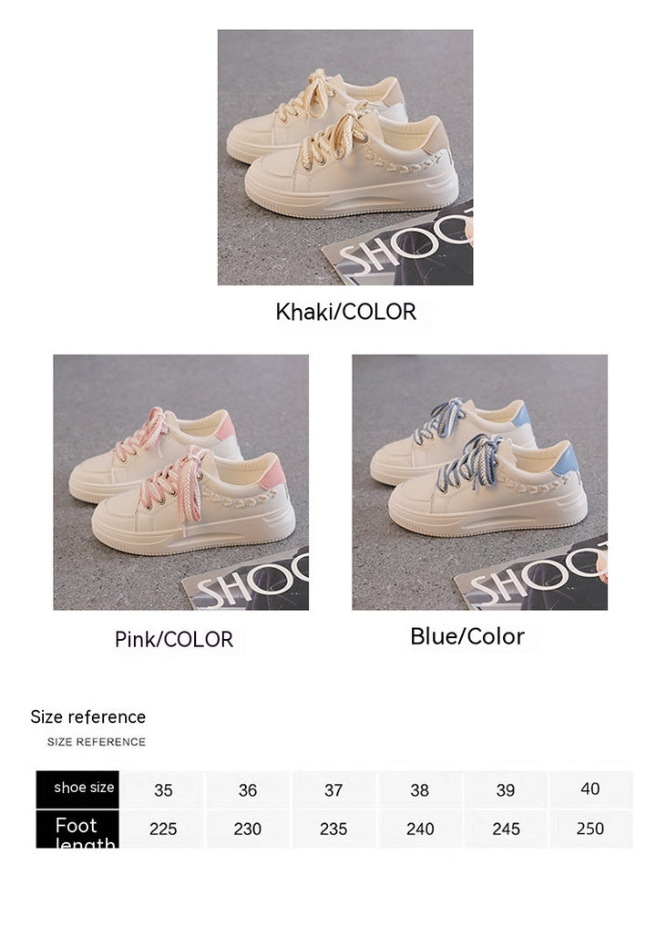 Student Versatile Casual Leather Women's Sports Platform Sneakers-Womens Footwear-Zishirts