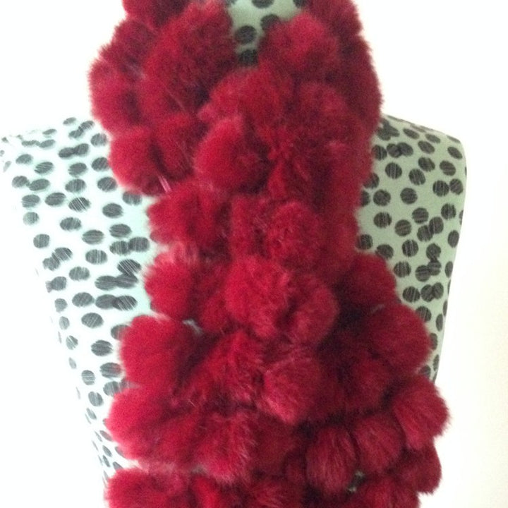 Four-row Ball Rabbit Fur Scarf-Scarves & Wraps-Zishirts