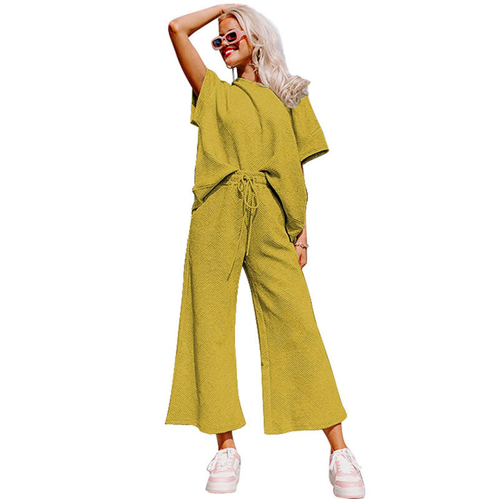 Summer New Color Casual Suit Female European And American All-matching Thread Drawstring Sportswear Female-Suits & Sets-Zishirts