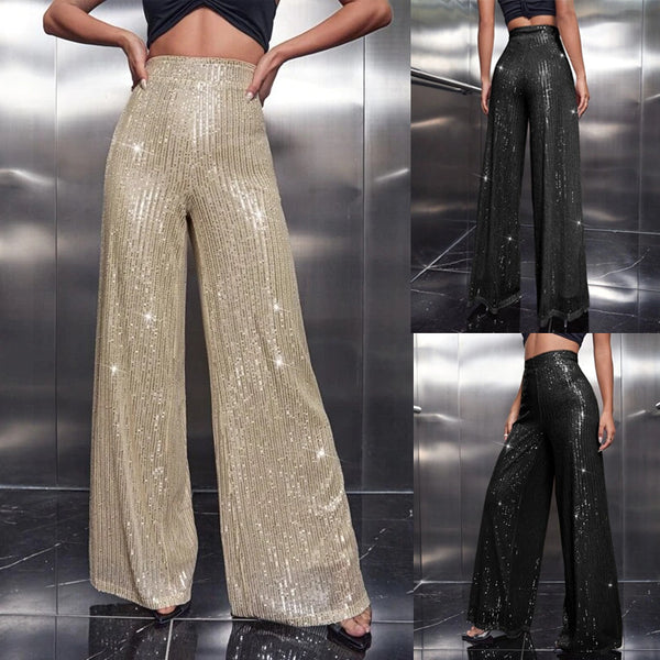 Polyester European And American Fashion Women's Wear Sequined Nightclub Trousers-Women's Outerwear 2023-Zishirts