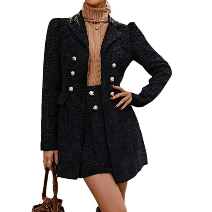 Solid Color Commute Blazer Collar Coat Waist-slimming Dress Suit-Lady Dresses-Zishirts