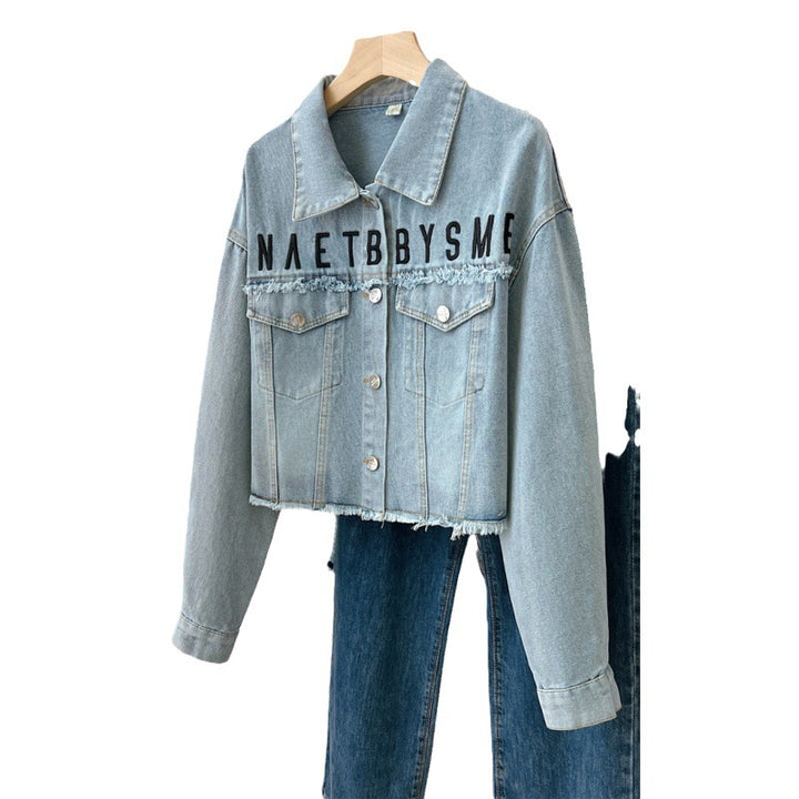 Niche Set Crowd Sense Letter Denim Coat-Jackets-Zishirts