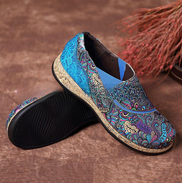 Ethnic Style Elastic Pumps Casual Large Size Slip-on Low-cut Vintage Flat Shoes-Womens Footwear-Zishirts