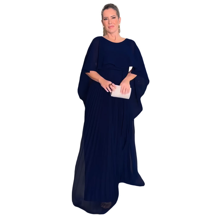 Women's Chiffon Pleated Solid Color Shawl High Waist Dress-Women's Outerwear 2023-Zishirts