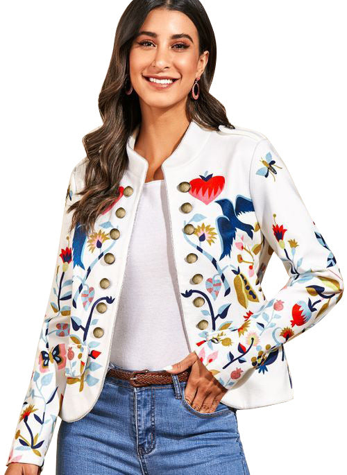 Women's Fashion Temperament Commute Cardigan Printed Coat-Blouses & Shirts-Zishirts