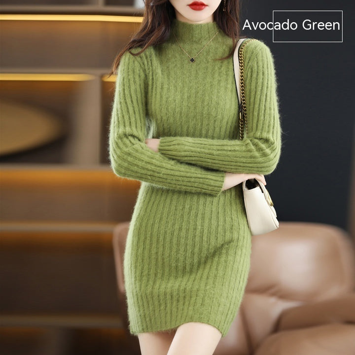 Autumn And Winter Artificial Mink Cashmere Sweater Women's Half Turtleneck Slim Fit Slimming-Womens 2024 March-Zishirts