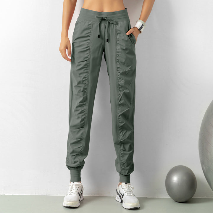 Fashion Casual Sports Pants For Women Loose Legs Drawstring High Waist Trousers With Pockets Running Sports Gym Fitness Yoga Pants-Women's Outerwear 2023-Zishirts