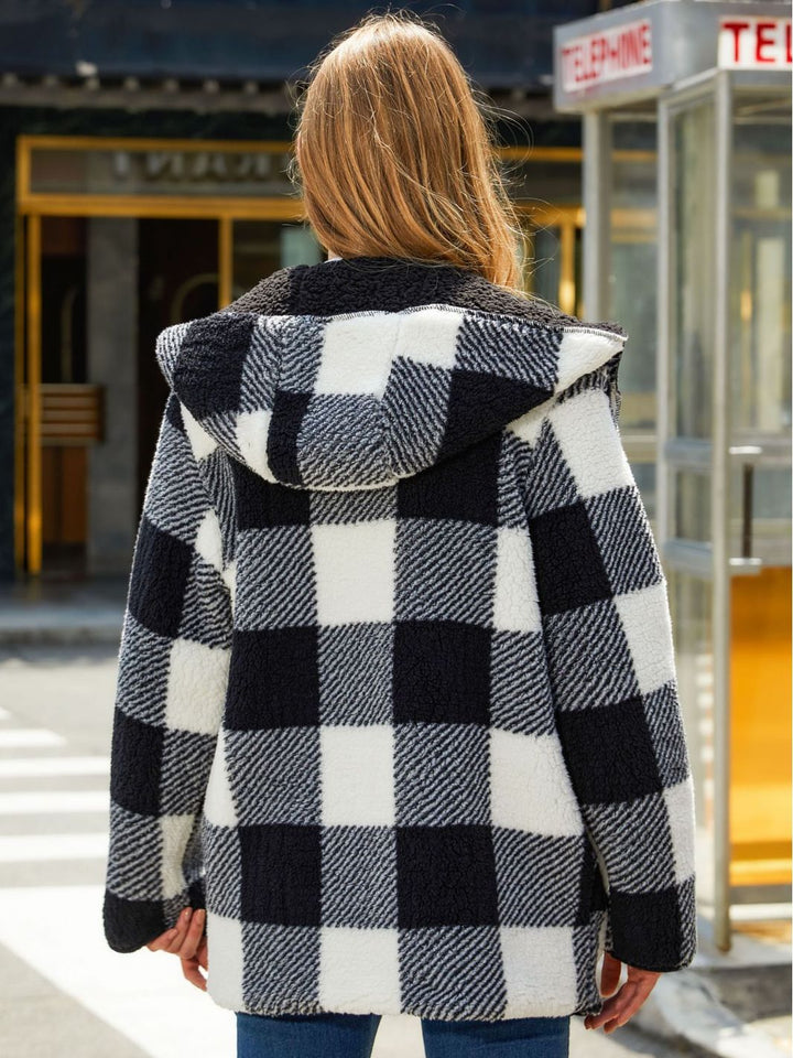 Women's Warm And Loose Plaid Coat-Jackets-Zishirts