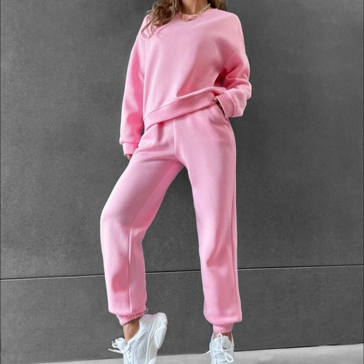 Women's Solid Color Long Sleeve Crew Neck Casual Fashion Sports Sweater Suit-Womens 2024 March-Zishirts