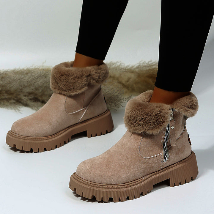 Thick Plush Snow Boots Women Faux Suede Non-slip Winter Shoes-Womens Footwear-Zishirts