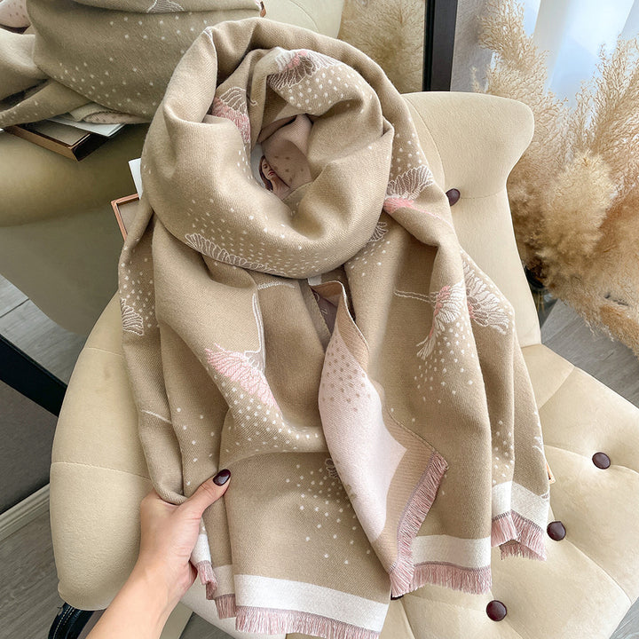 Cashmere-like Thick Warm Tassel Decorative Scarf-Scarves & Wraps-Zishirts