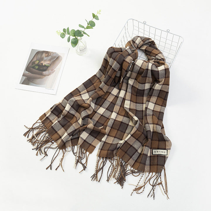 Women's Fashion Casual Cashmere Plaid Scarf-Scarves & Wraps-Zishirts