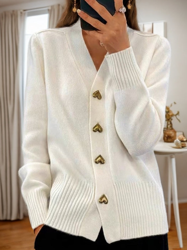 Autumn And Winter New Solid Color Long Sleeve V-neck Knitted Cardigan-Sweaters-Zishirts