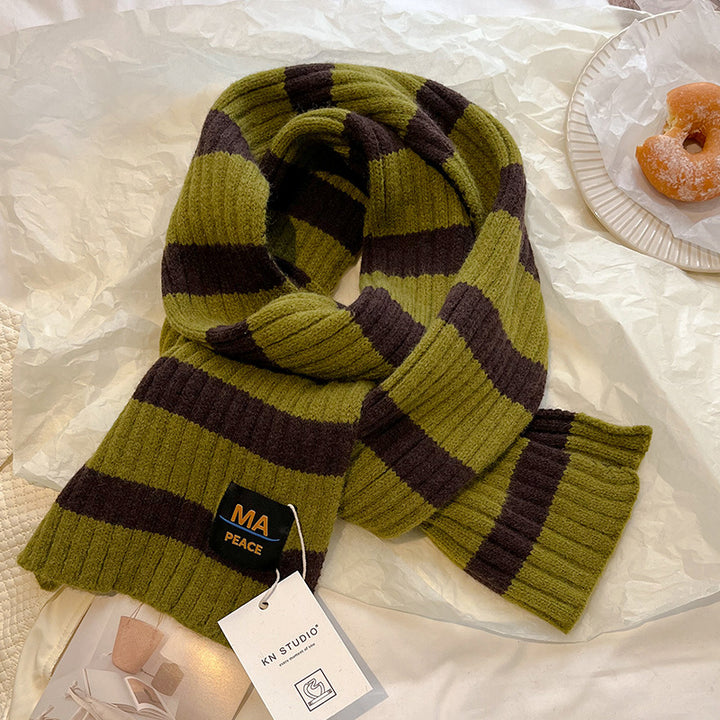 Knitted Wool Striped Scarf-Scarves & Wraps-Zishirts