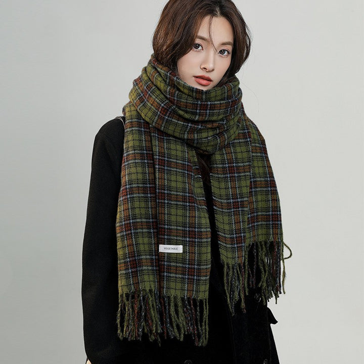 Comfortable Warm White Check Scarf-Scarves & Wraps-Zishirts