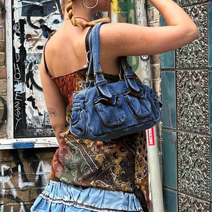 American Stylish Good Texture Retro Denim Handbag For Women-Women's Bags-Zishirts