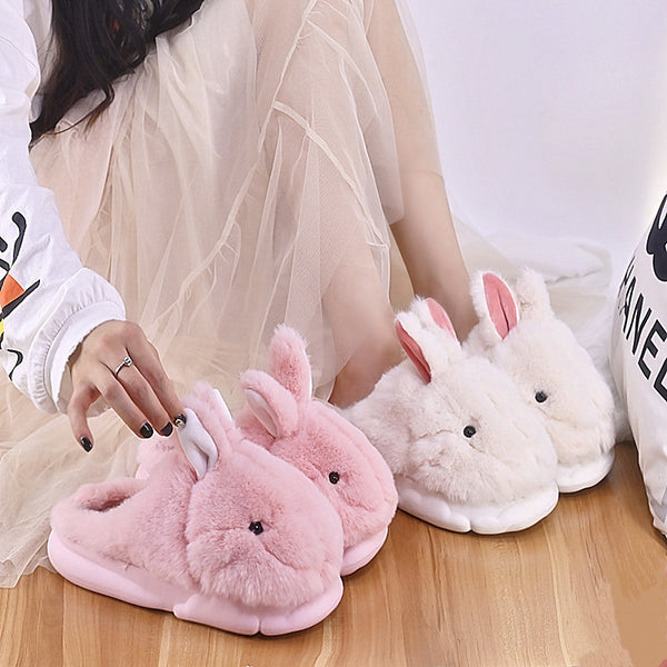 Fashionable Thick Bottom Baotou Tuo Cute Cartoon Rabbit Fur Slippers Female-Womens Footwear-Zishirts