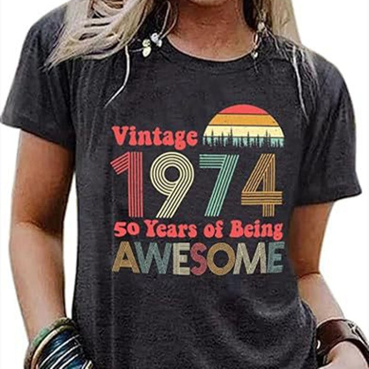 Vintage Women's Letter Vintage Print Party Top-Womens 2024 March-Zishirts