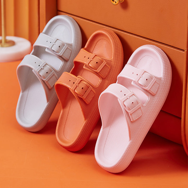 Platform Slippers Women's Summer Buckle Home Shoes Fashion Outdoor Wear Soft Bottom Sandals-Womens Footwear-Zishirts