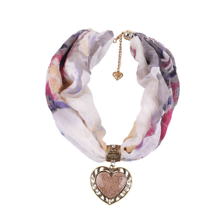 Ethnic Peach Heart Jewelry Necklace Scarf Female-Scarves & Wraps-Zishirts