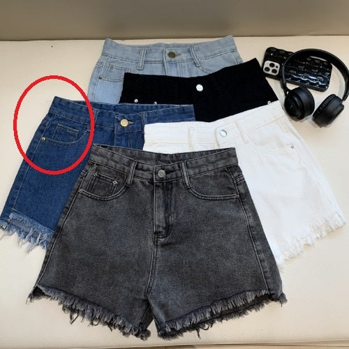 Wide Leg Denim Shorts Frayed Summer New High Waist Slimming-0-Zishirts