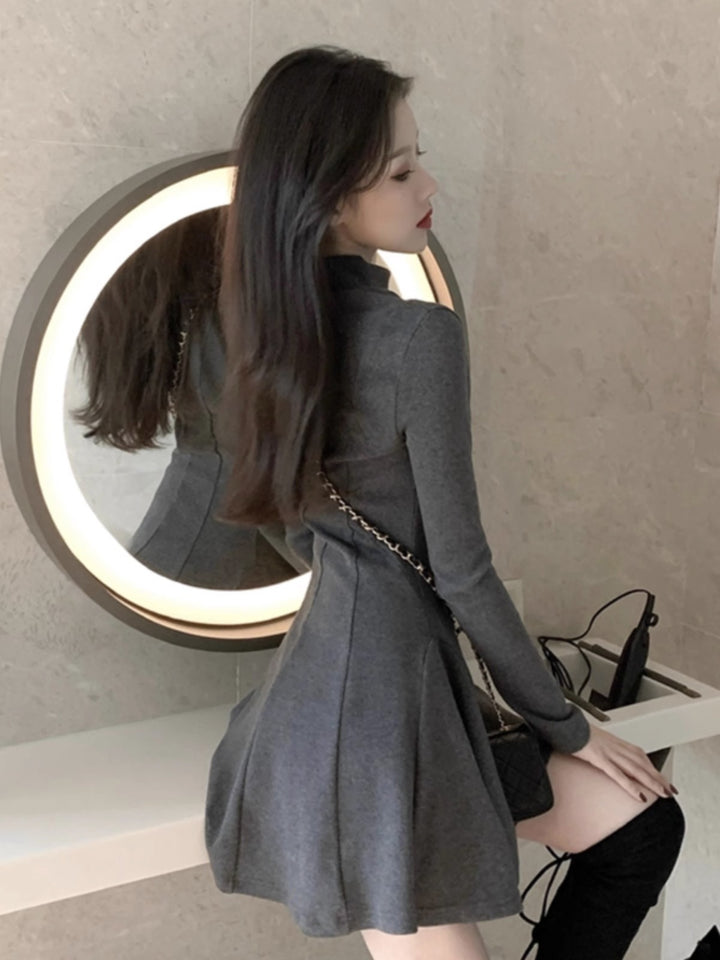 Autumn And Winter Half-high Collar Waist Trimming Short Coat Inner Wear Dress High-grade Bottoming Ladies-Women's Outerwear 2023-Zishirts