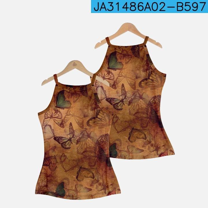 Women's Vintage Butterfly Pattern Casual Top Vest-Womens 2024 March-Zishirts