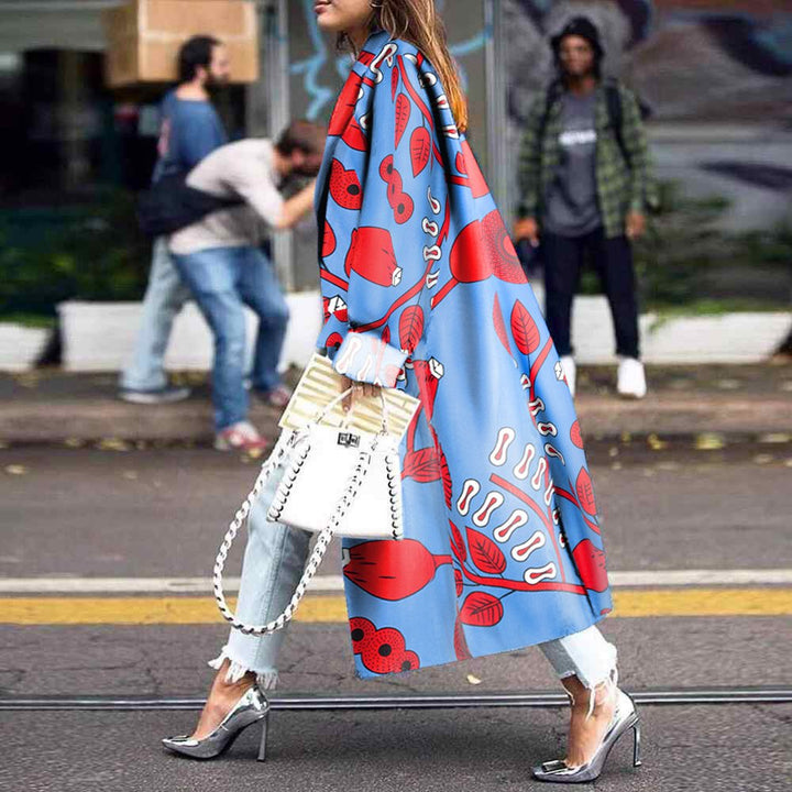 Loose Printed Long Sleeve Coat Coat Women's-Jackets-Zishirts